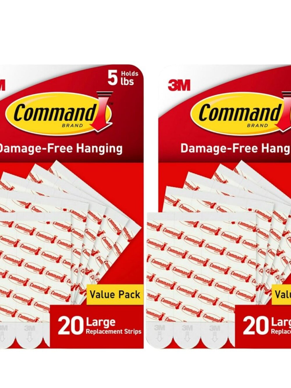 Indoor Large Replacement Strips, Holds up to 5 lb, 40 Adhesive Strips – Damage-F